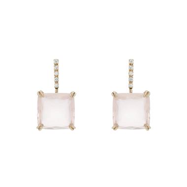 Paire de boucles d'oreilles H. Stern Cobblestone en or jaune, quartz rose et diamants