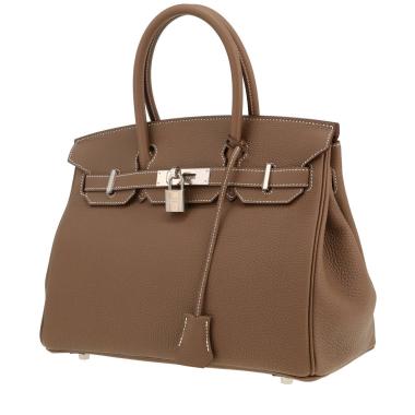 Bolso de mano Hermès  Birkin 30 cm en cuero togo marrón etoupe