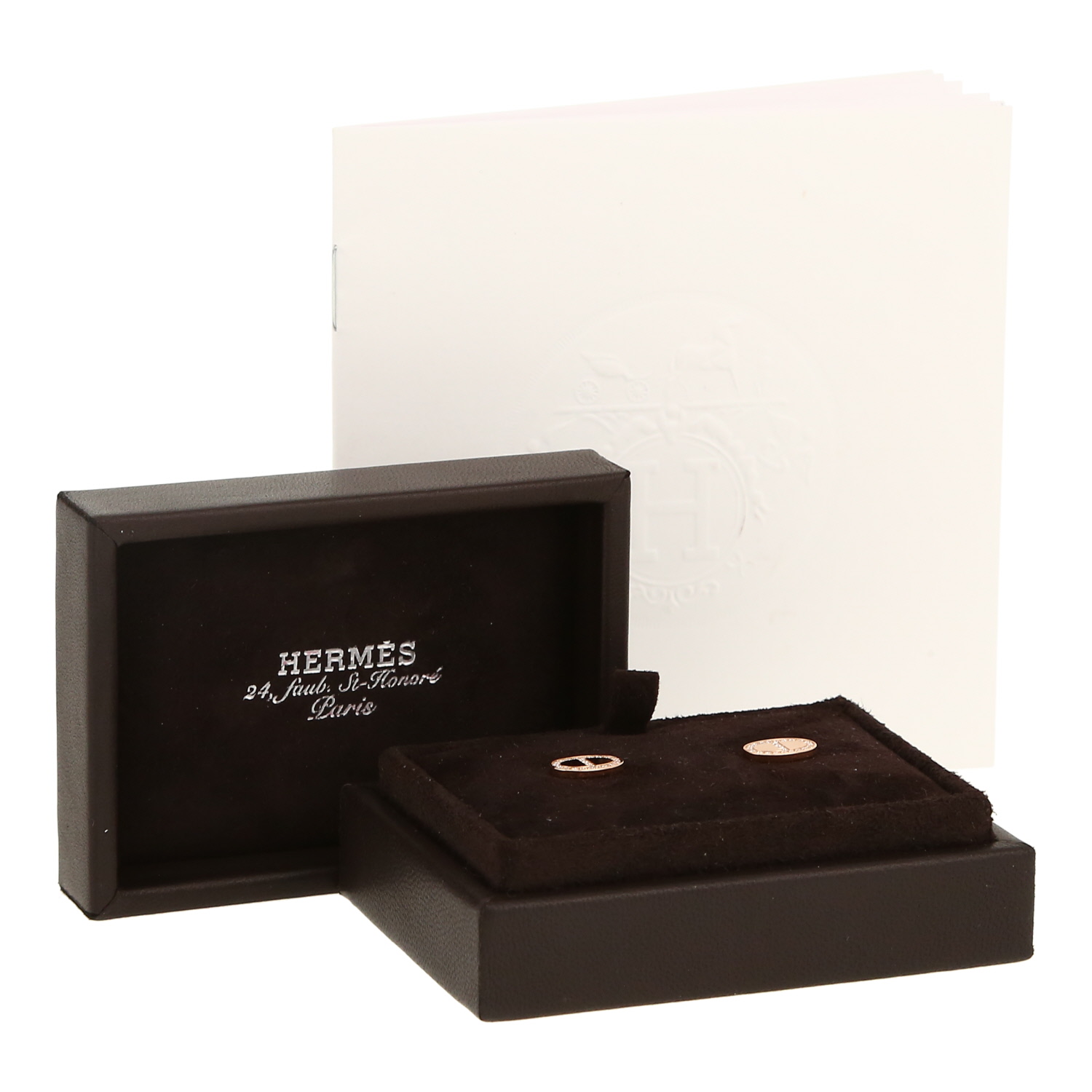 Orecchini Hermès Chaine d'Ancre Contour in oro rosa e diamanti - Detail D2