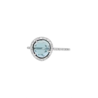 Pomellato Colpo Di Fulmine ring in white gold, blue topaz and diamonds