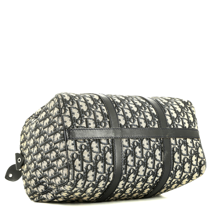 Bolso de mano Dior  Vintage en lona Monogram Oblique azul - Detail D4