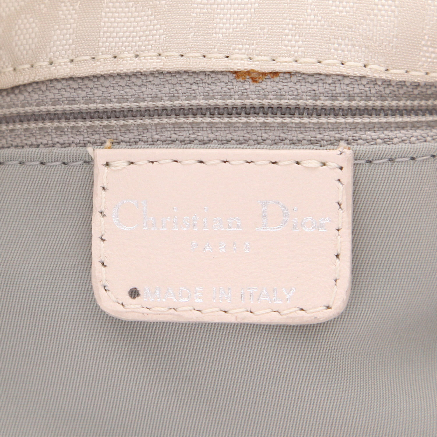 Sac à main Dior  Vintage en toile monogram Oblique blanche et cuir blanc - Detail D2