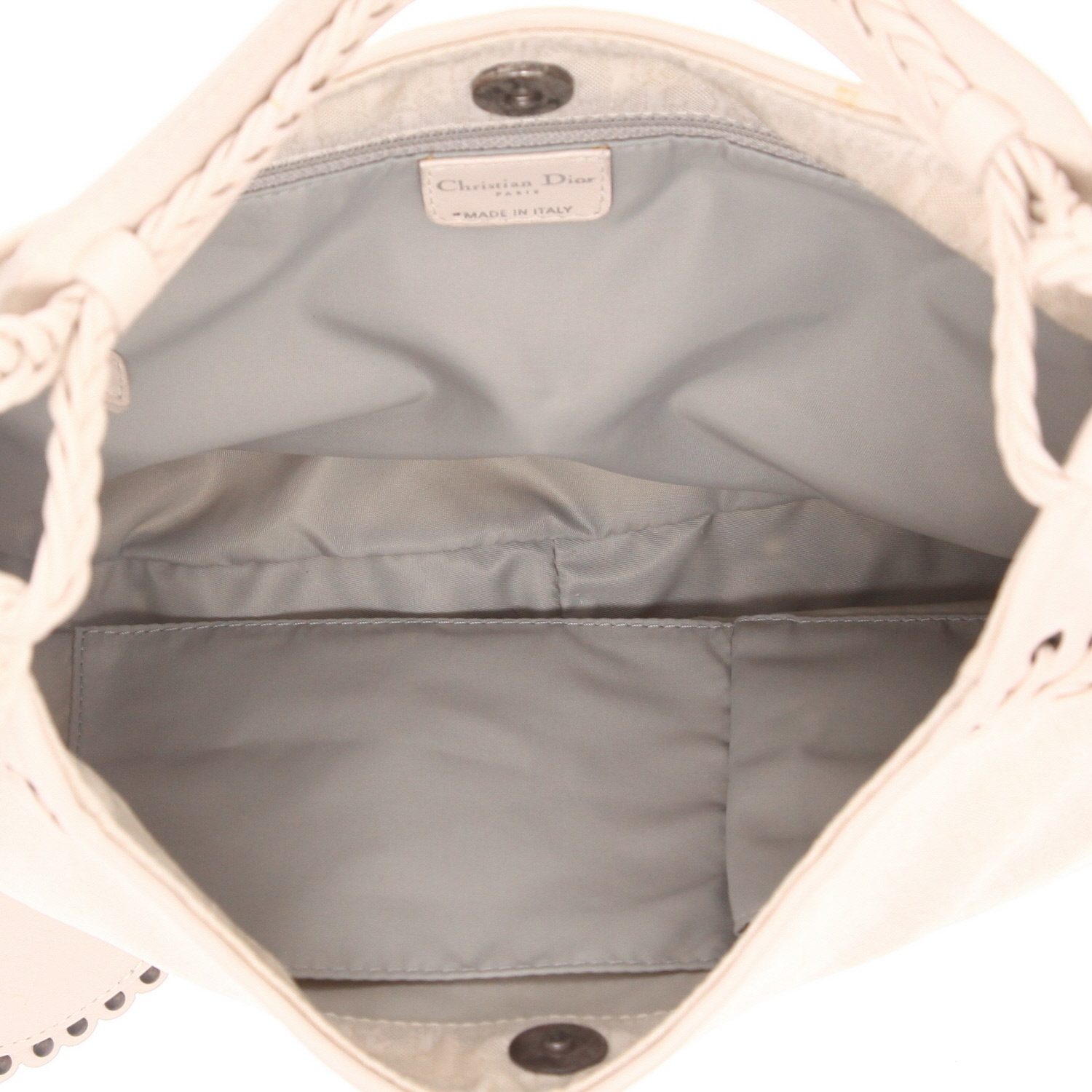 Borsa Dior  Vintage in tessuto a monogramma Oblique bianco e pelle bianca - Detail D3