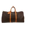 Bolsa de viaje Louis Vuitton  Keepall 55 en lona Monogram marrón y cuero natural - Detail D1 thumbnail