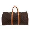 Bolsa de viaje Louis Vuitton  Keepall 55 en lona Monogram marrón y cuero natural - Detail D4 thumbnail