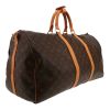 Bolsa de viaje Louis Vuitton  Keepall 55 en lona Monogram marrón y cuero natural - Detail D5 thumbnail