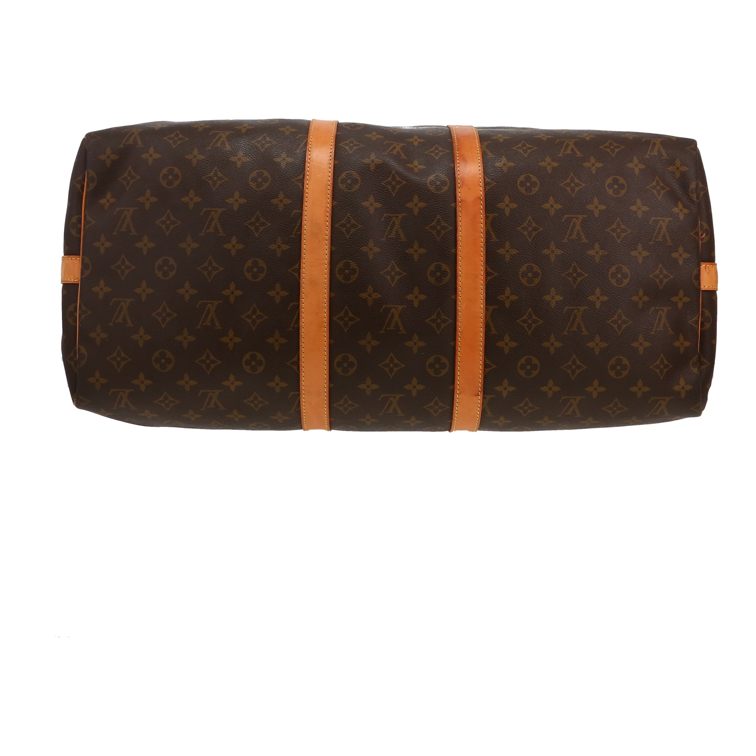 Louis Vuitton  Keepall 55 travel bag  in brown monogram canvas  and natural leather - Detail D6