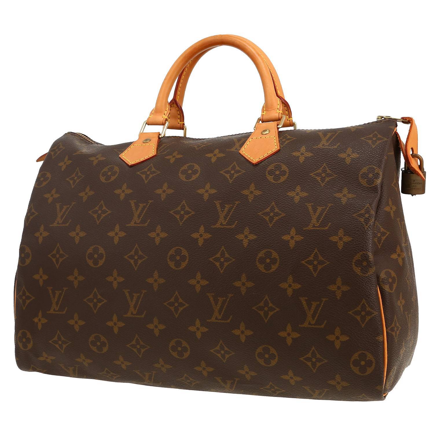 Sac à main Louis Vuitton  Speedy 35 en toile monogram marron et cuir naturel
