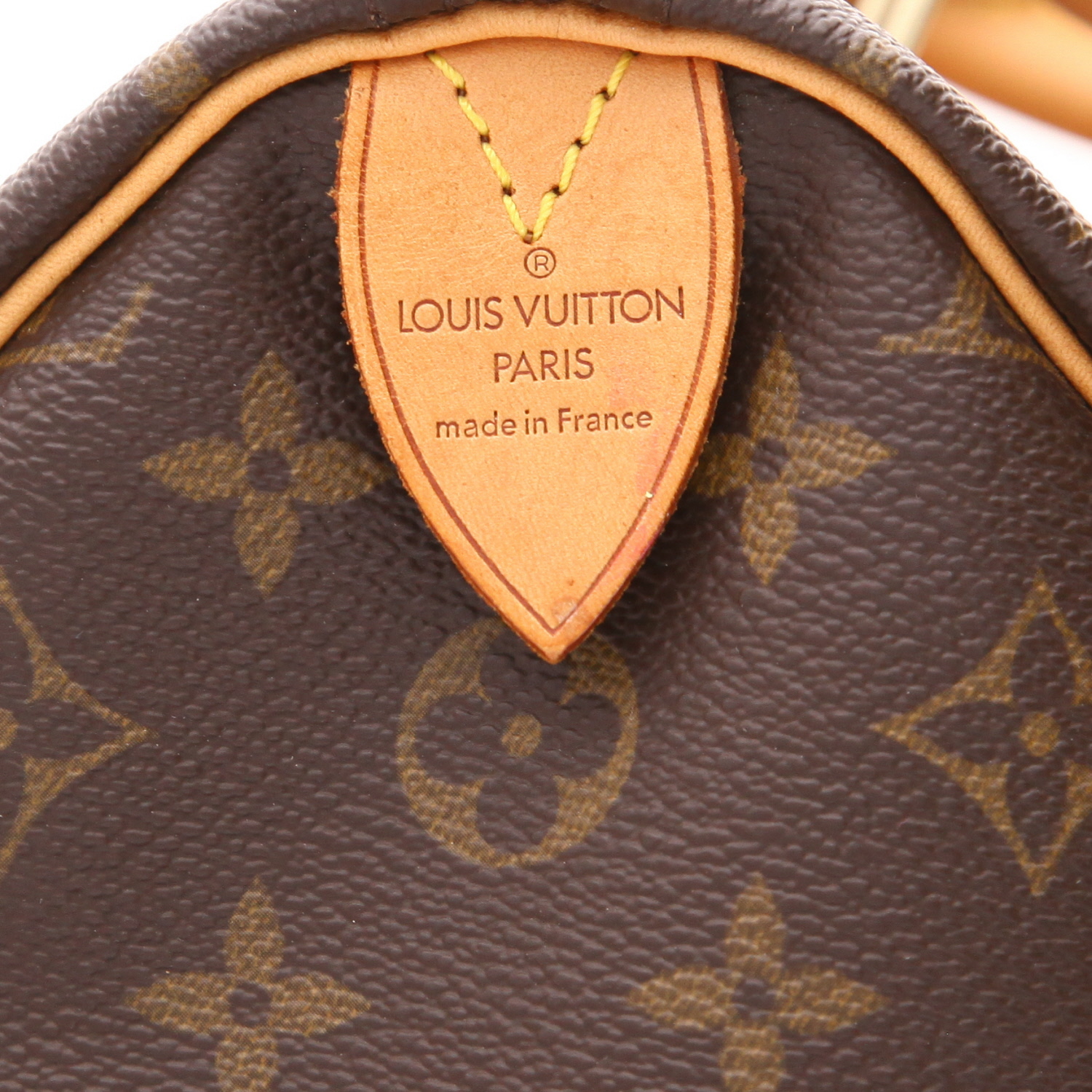 Sac à main Louis Vuitton  Speedy 35 en toile monogram marron et cuir naturel - Detail D2