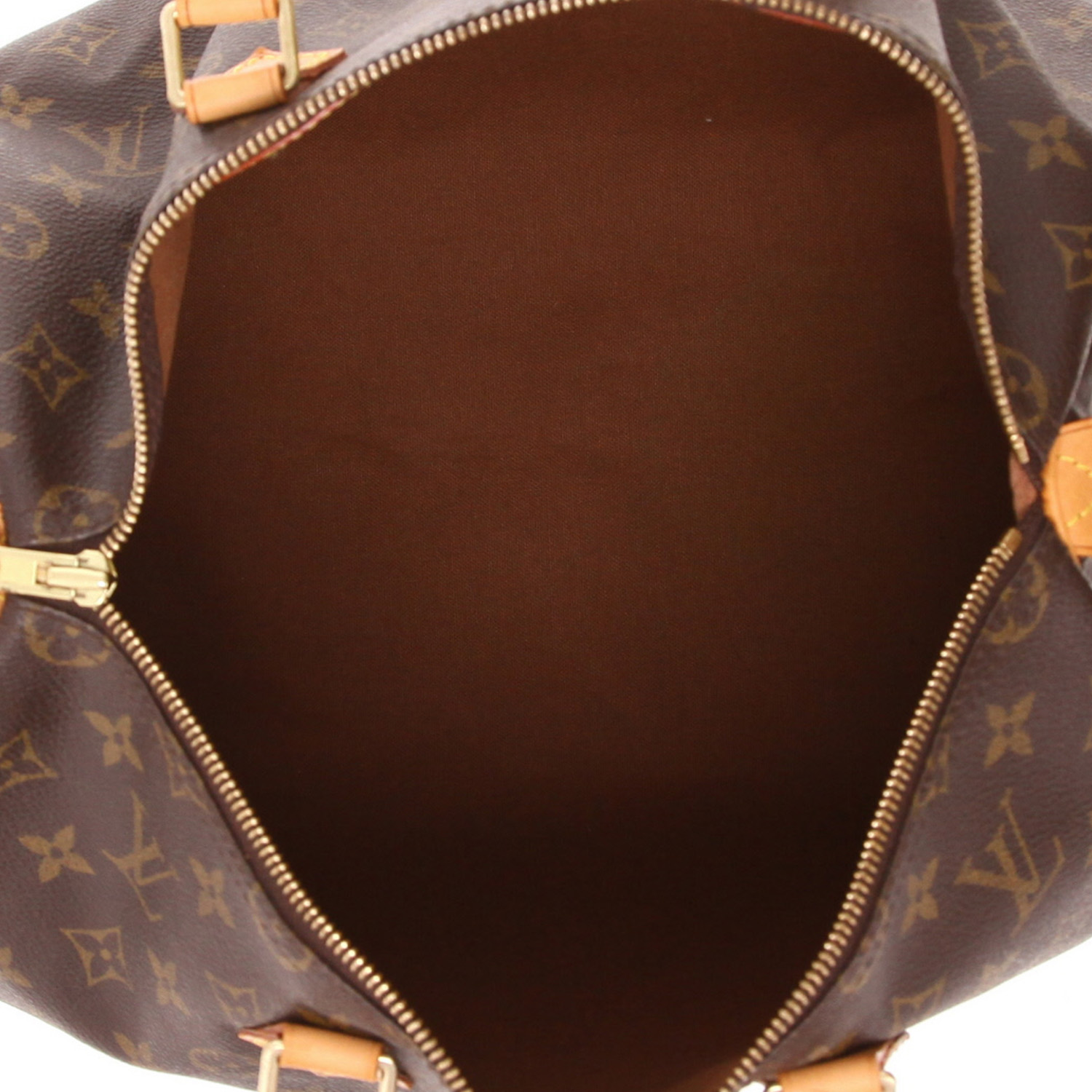 Sac à main Louis Vuitton  Speedy 35 en toile monogram marron et cuir naturel - Detail D3