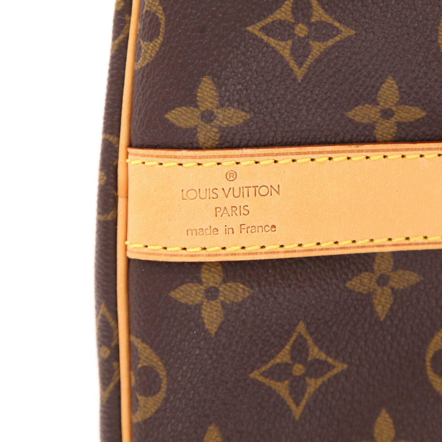 Borsa da viaggio Louis Vuitton  Keepall 55 in tela monogram marrone e pelle naturale - Detail D2