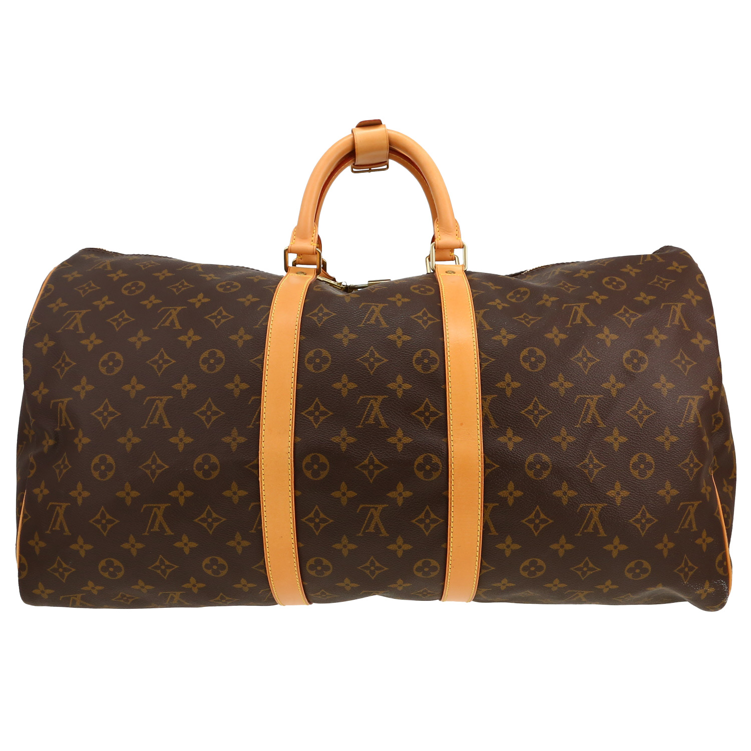 Louis Vuitton  Keepall 55 travel bag  in brown monogram canvas  and natural leather - Detail D4