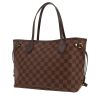 Louis Vuitton  Neverfull small model  shopping bag  in ebene damier canvas  and brown leather - 00pp thumbnail