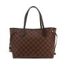 Louis Vuitton  Neverfull small model  shopping bag  in ebene damier canvas  and brown leather - 360 thumbnail