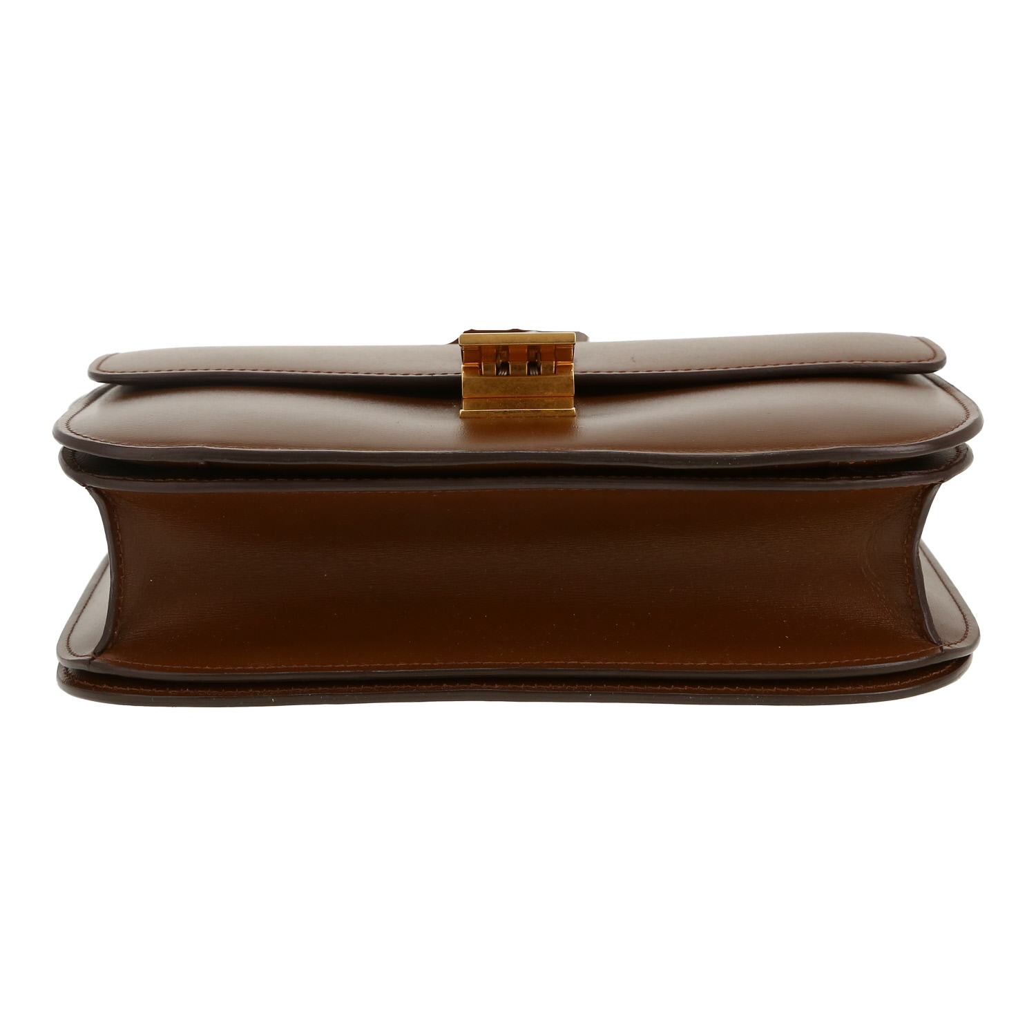 Sac bandoulière Celine Classic Box en cuir marron - Detail D1
