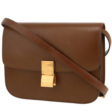 Borsa a tracolla Celine  Classic Box in pelle marrone