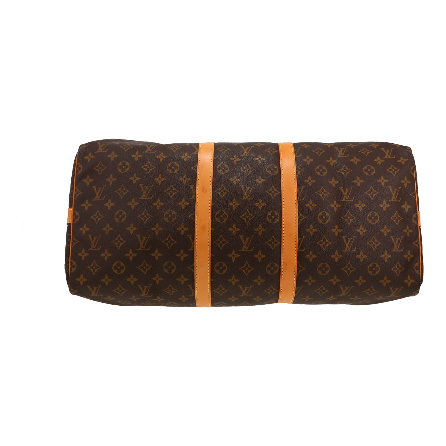 Louis Vuitton  Keepall 55 travel bag  in brown monogram canvas  and natural leather - Detail D6