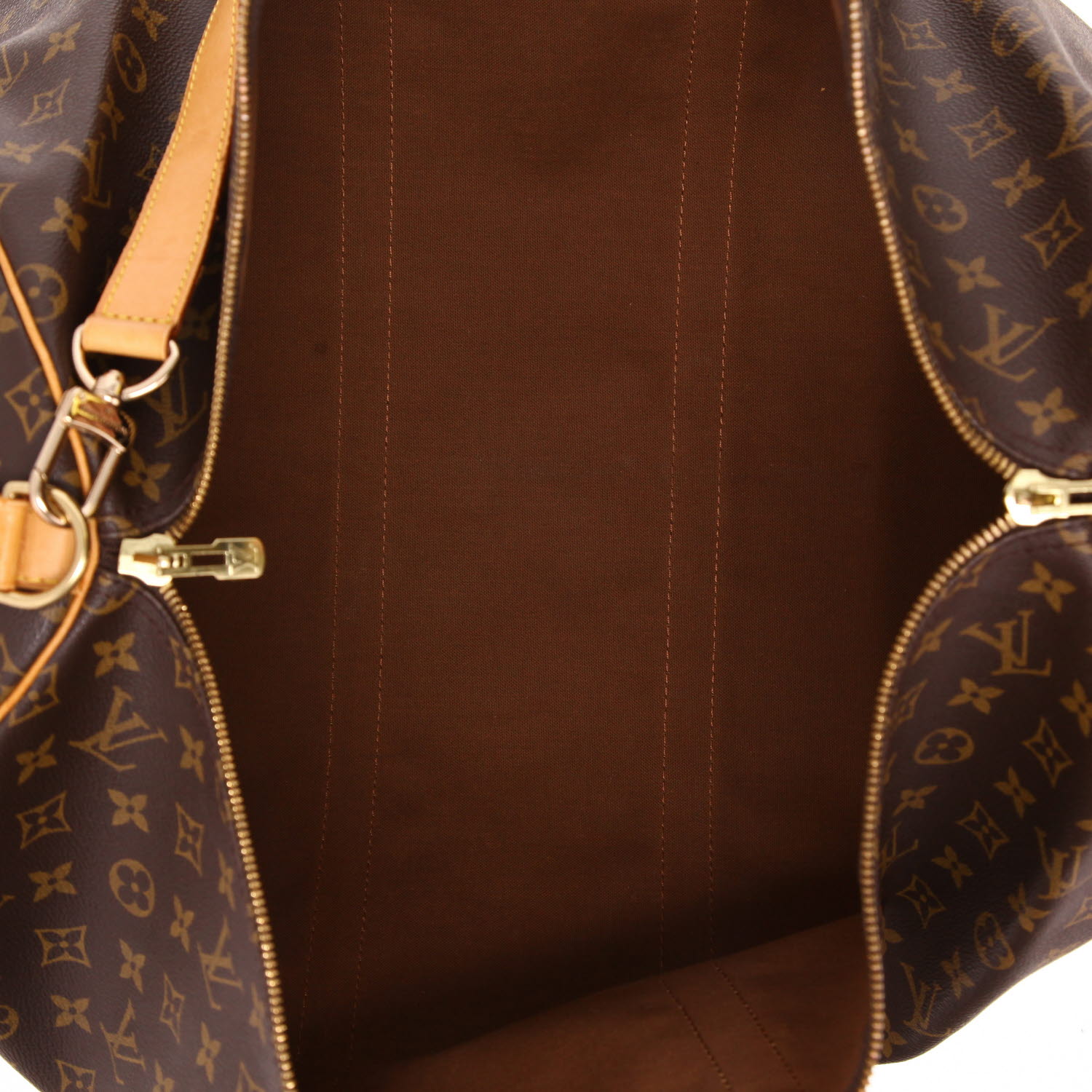 Louis Vuitton  Keepall 55 travel bag  in brown monogram canvas  and natural leather - Detail D8