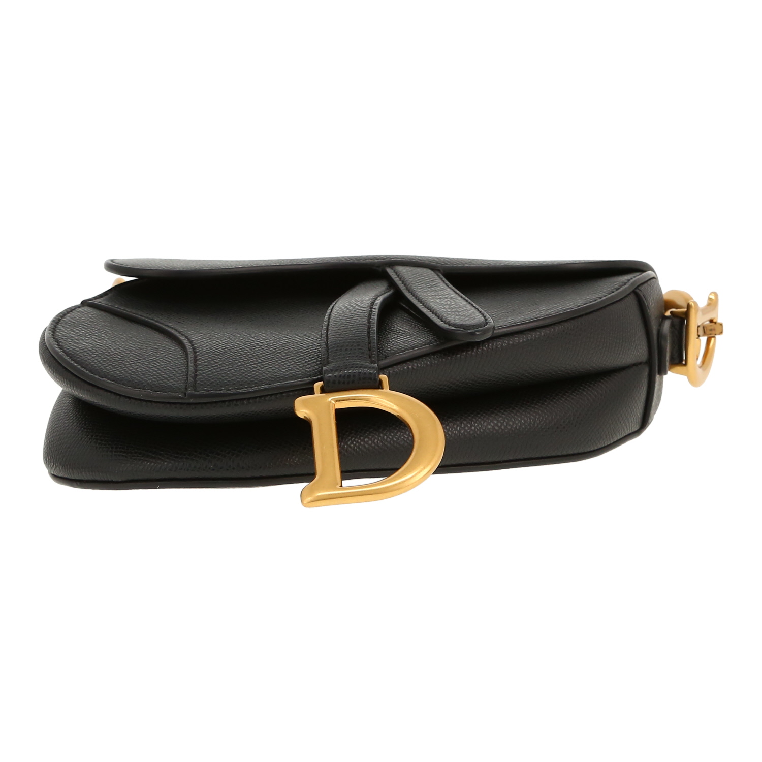 Dior  Saddle handbag  in black grained leather - Detail D1