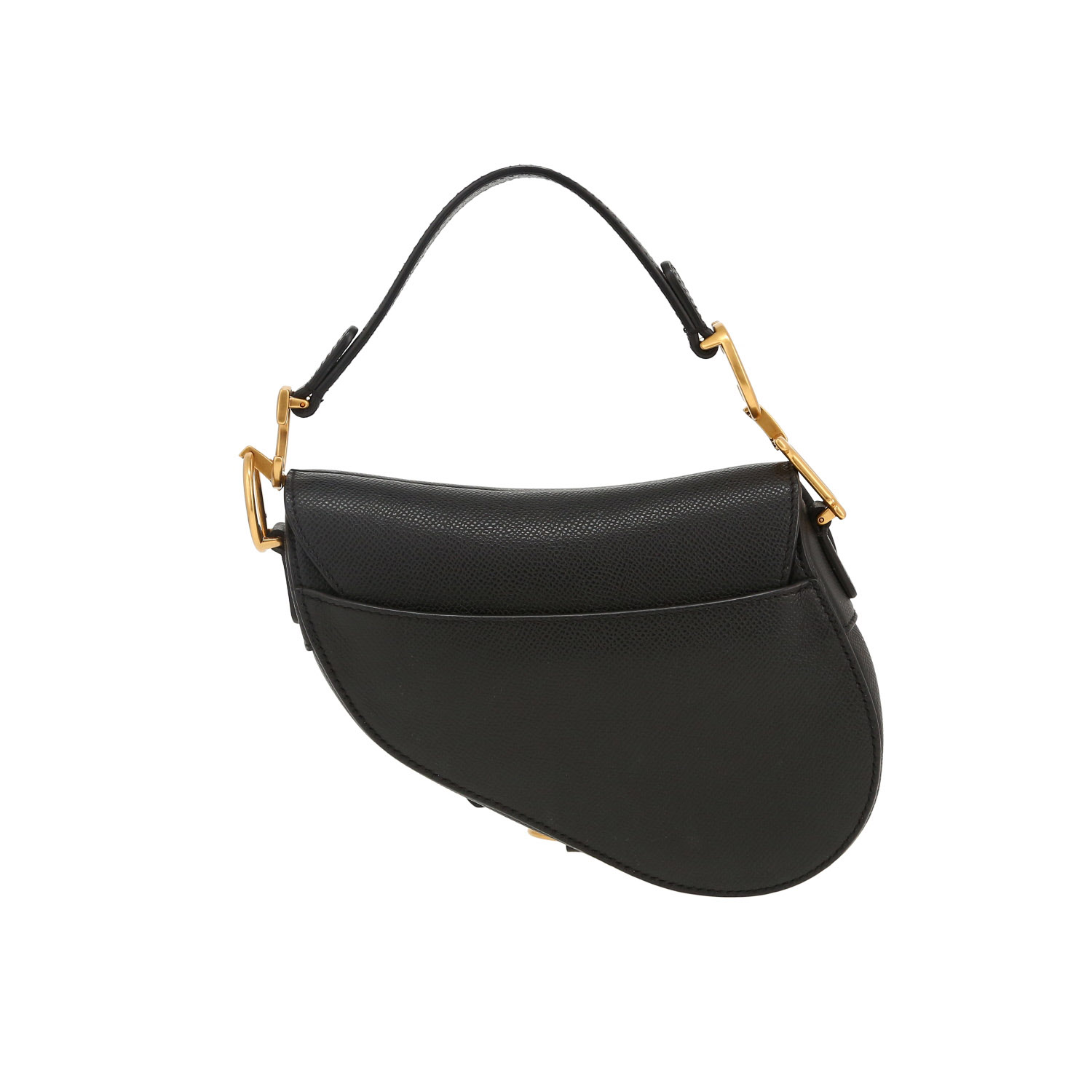 Sac à main Dior  Saddle petit modèle  en cuir grainé noir - Detail D4