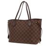 Louis Vuitton  Neverfull small model  shopping bag  in ebene damier canvas  and brown leather - 00pp thumbnail