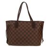 Louis Vuitton  Neverfull small model  shopping bag  in ebene damier canvas  and brown leather - Detail D4 thumbnail
