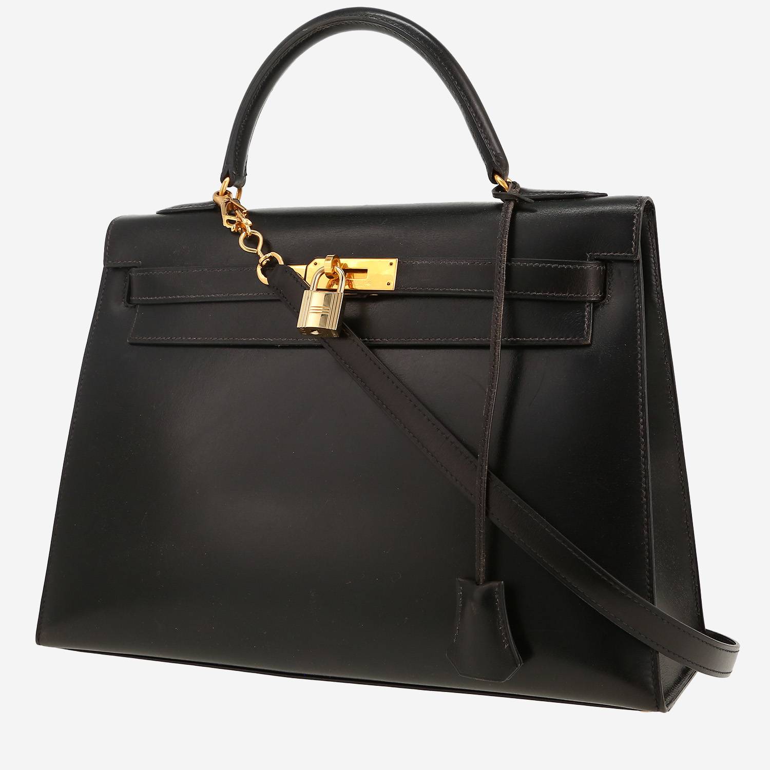 Hermès  Kelly 32 cm handbag  in black box leather