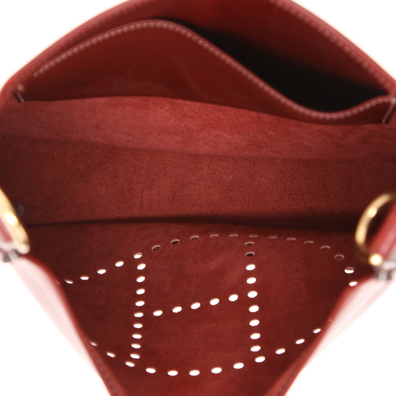 Bolso bandolera Hermès  Evelyne en cuero Chamonix rojo H - Detail D3