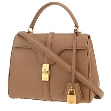 Sac bandoulière Celine  16 petit modèle  en cuir beige