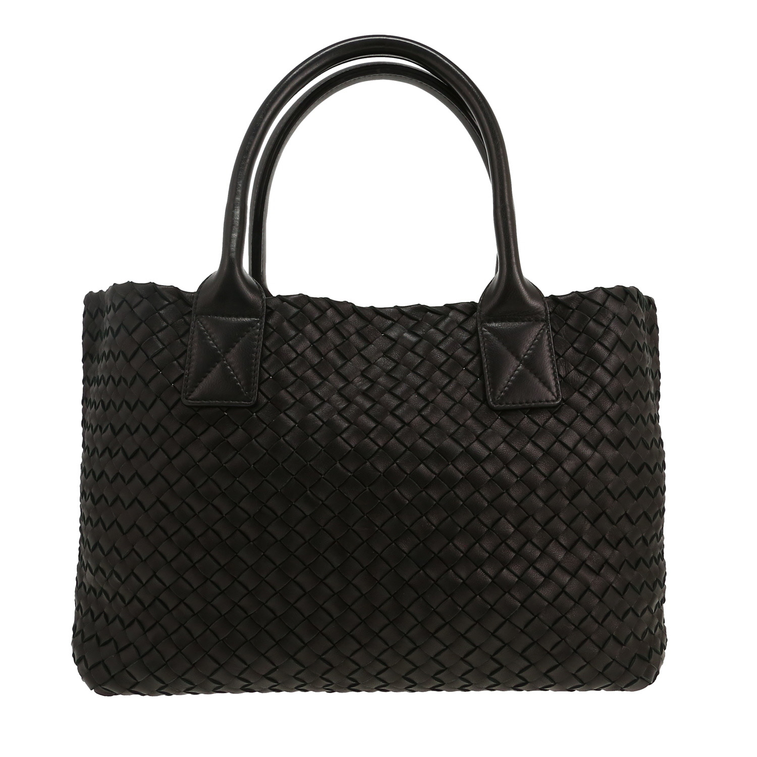 Bolso Cabás Bottega Veneta  Cabat modelo pequeño  en cuero trenzado negro - Detail D4