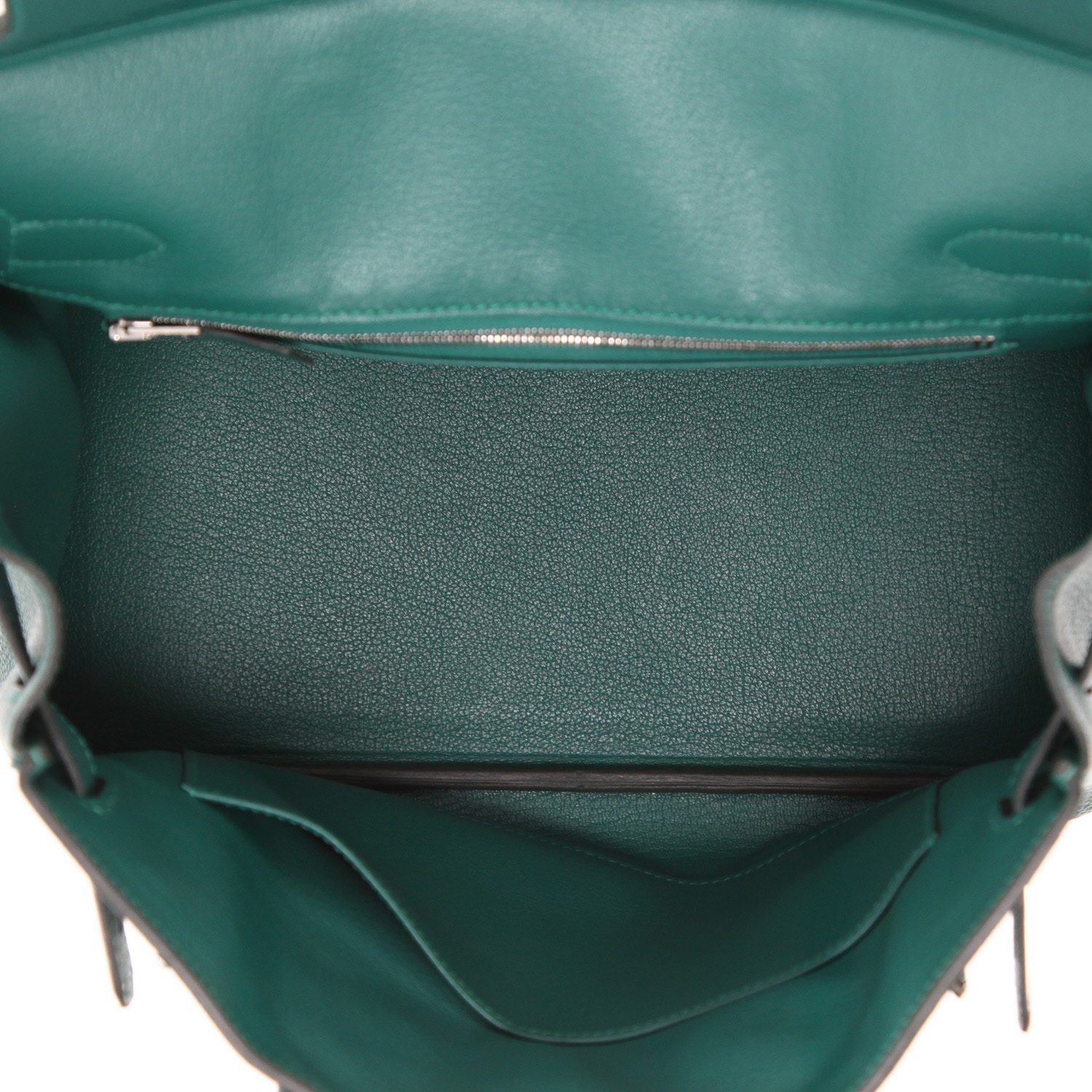 Bolso de mano Hermès  Birkin 30 cm en cuero togo verde malaquita - Detail D3