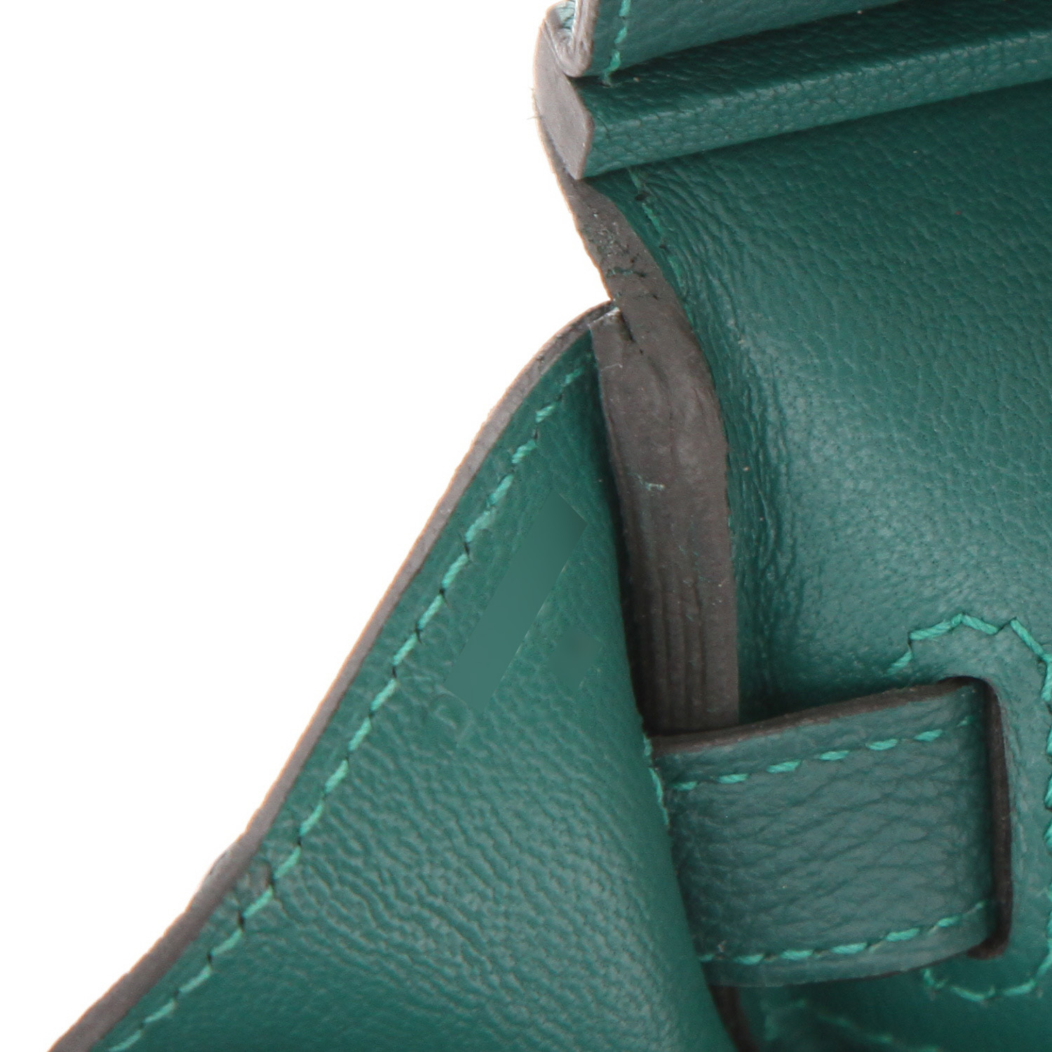 Bolso de mano Hermès  Birkin 30 cm en cuero togo verde malaquita - Detail D4