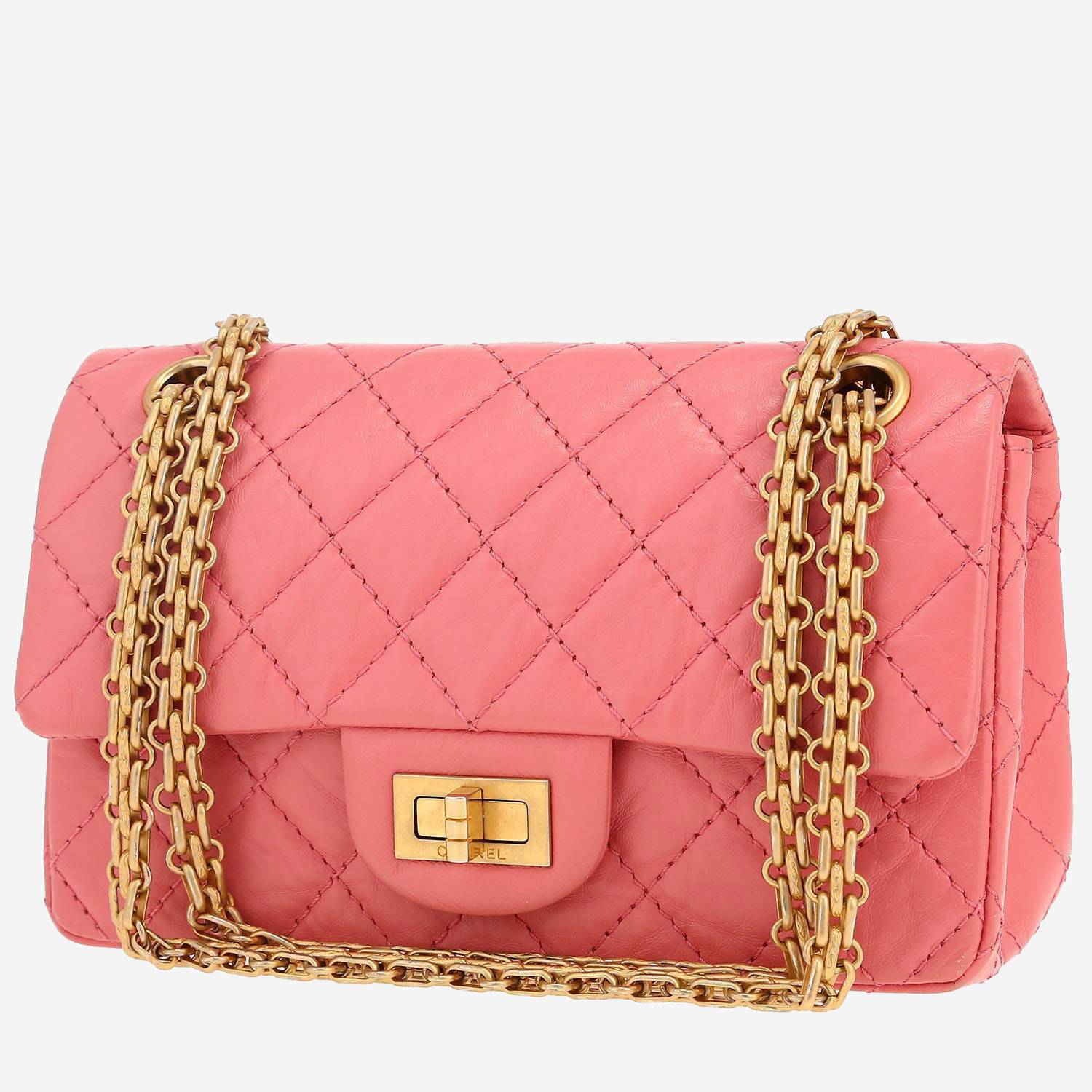Sac bandoulière Chanel  Chanel 2.55 mini  en cuir matelassé rose
