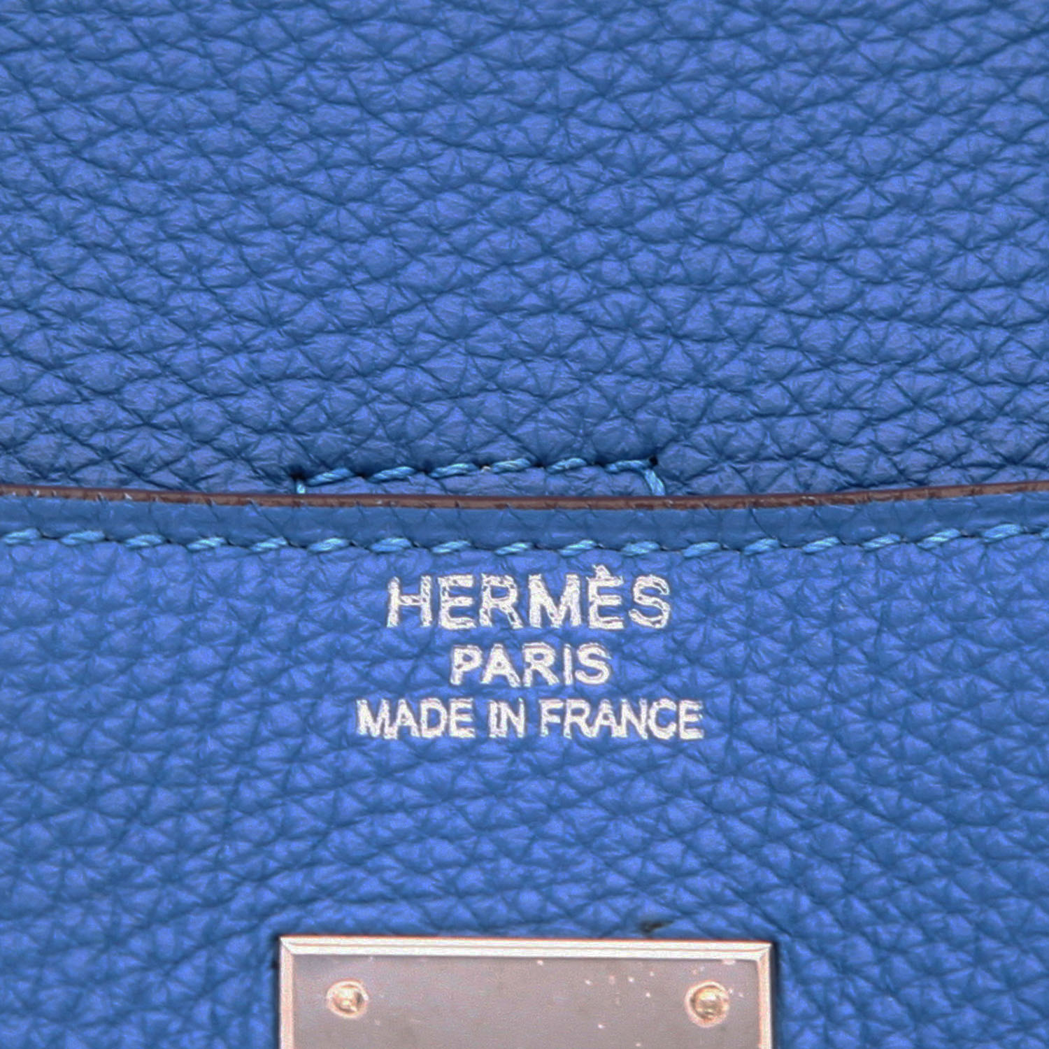 Sac à main Hermès  Birkin 40 cm en cuir togo bleu Mykonos - Detail D2