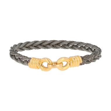 Brazalete Fred Force 10 de oro amarillo y acero