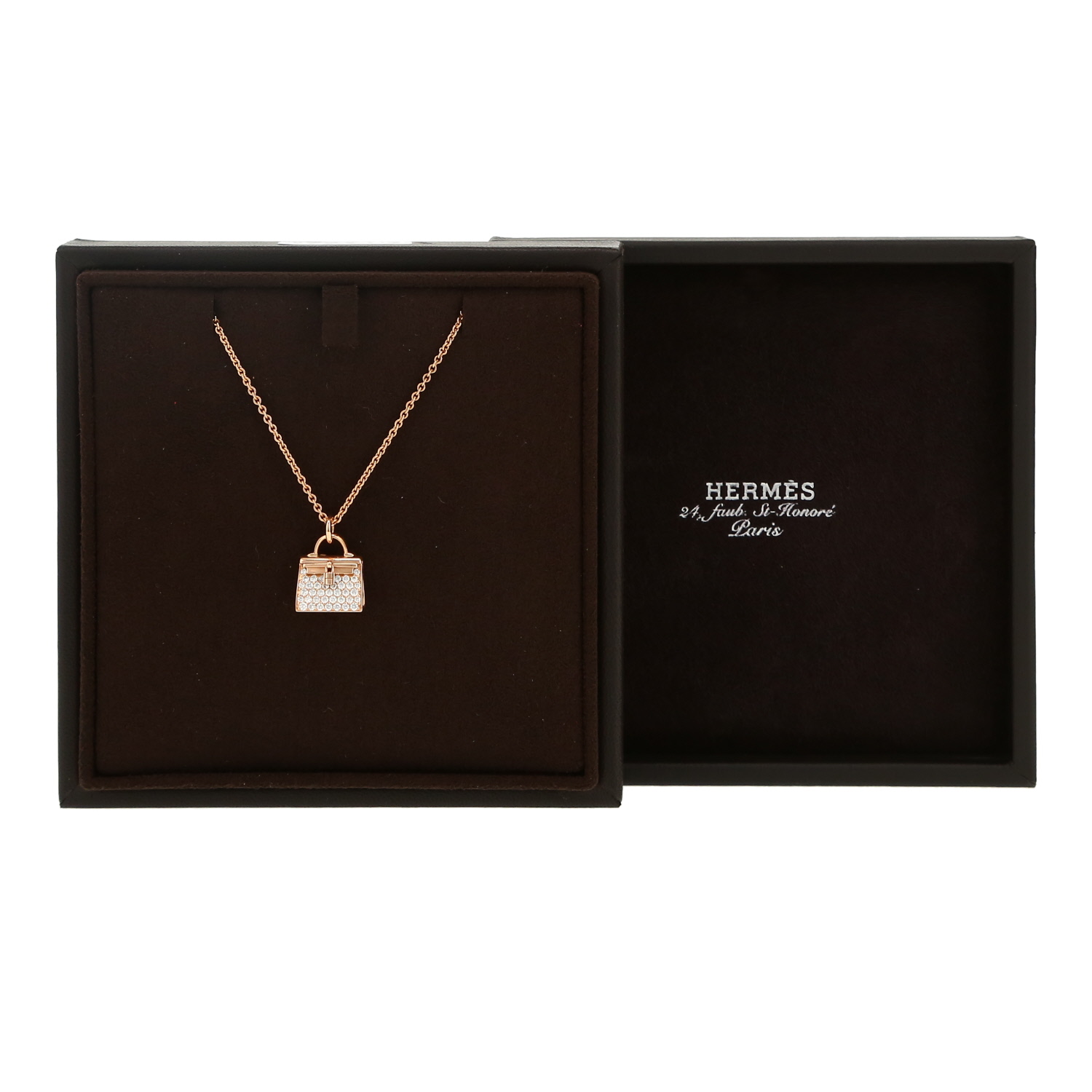 Collier Hermès Amulettes Kelly en or rose et diamants - Detail D2