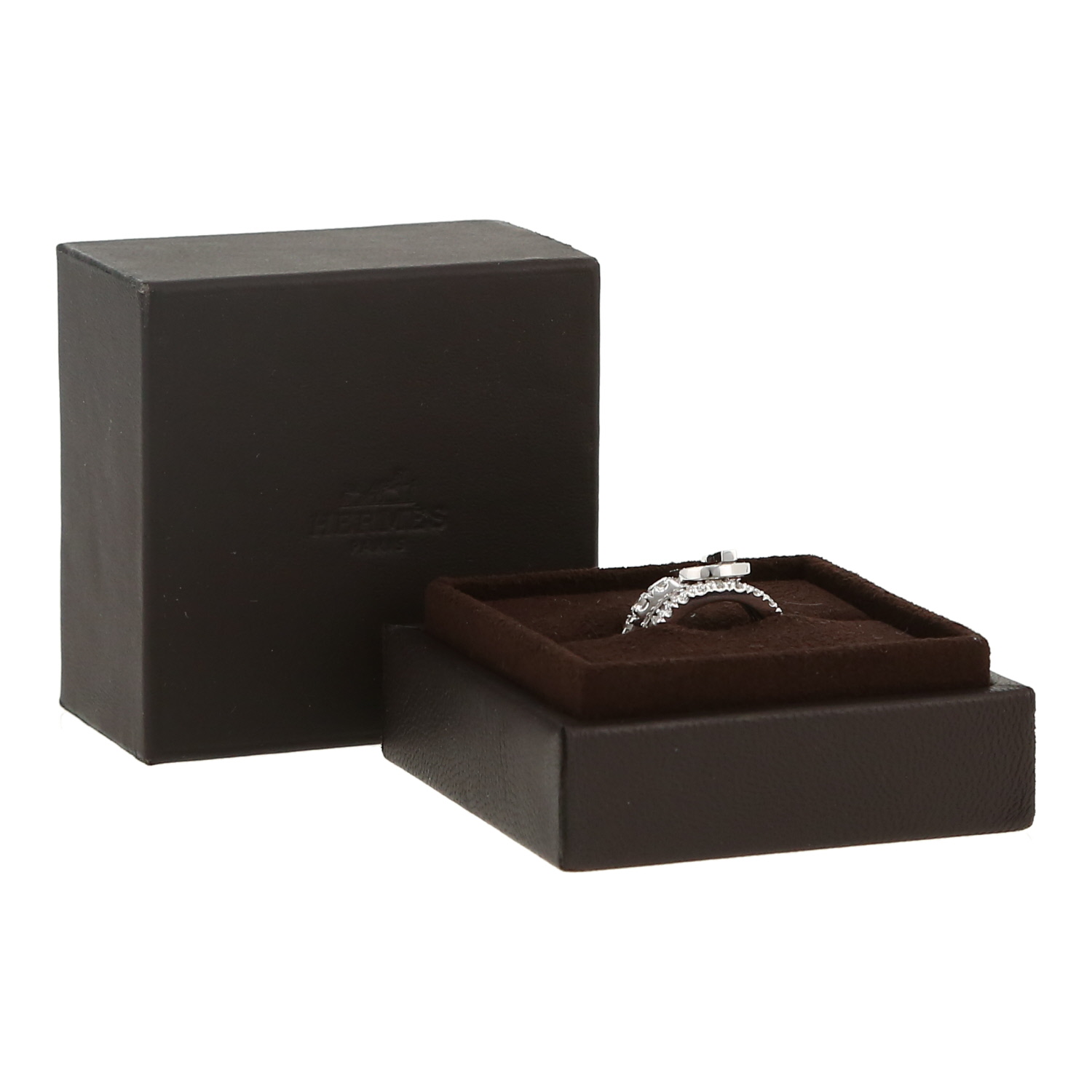 Bague Hermès Finesse grand modèle en or blanc et diamants - Detail D2