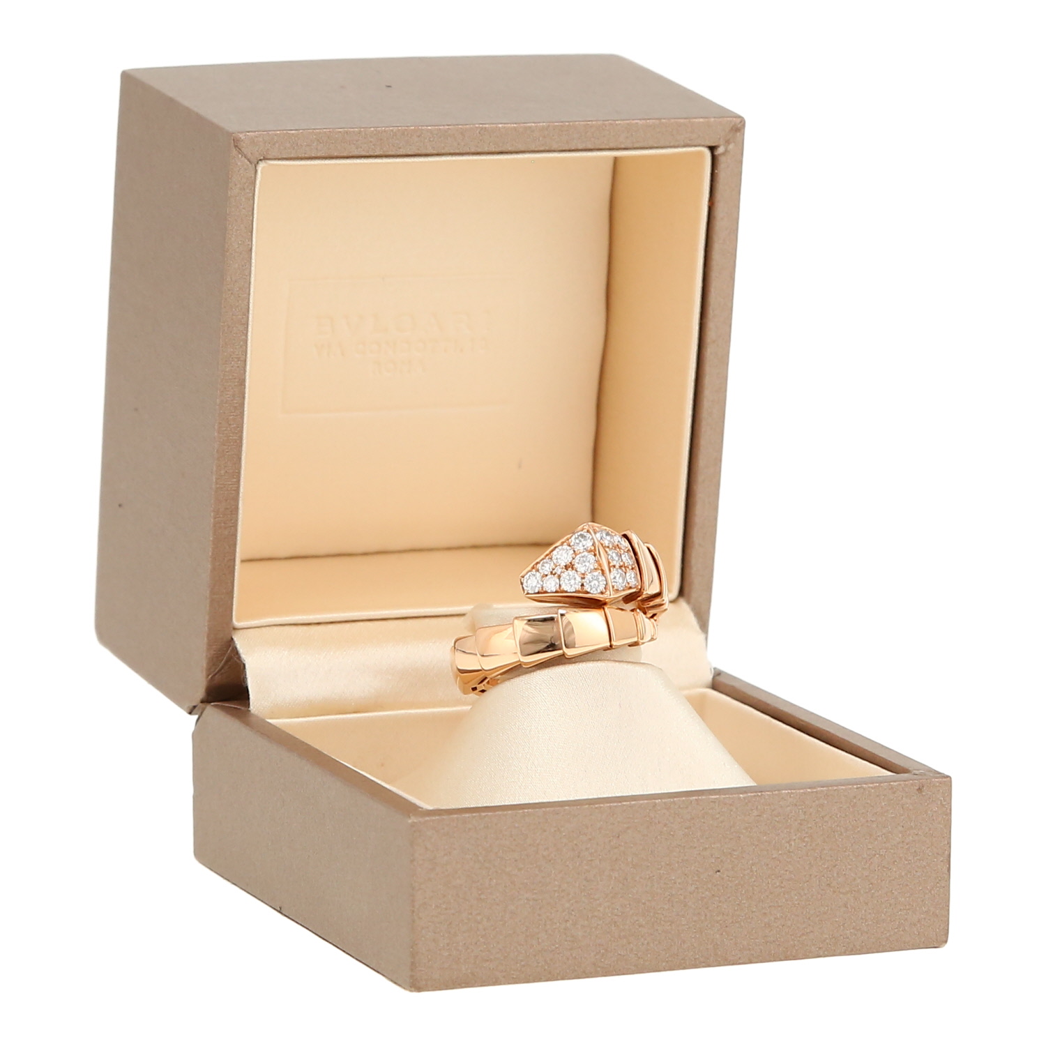 Bague Bulgari Serpenti Viper en or rose et diamants - Detail D2