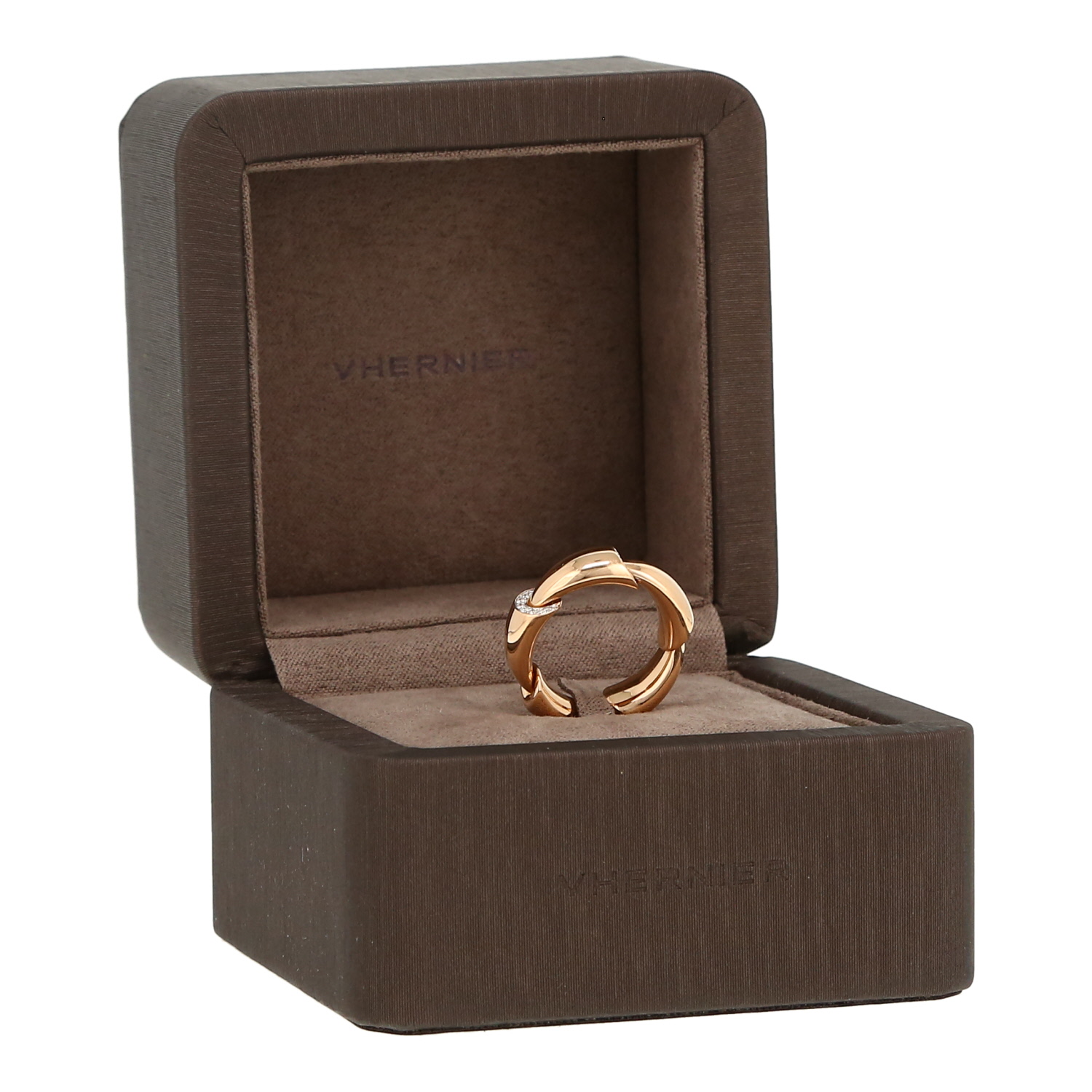 Bague semi-rigide Vhernier Calla en or rose et diamants - Detail D2