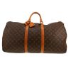 Bolsa de viaje Louis Vuitton  Keepall 60 en lona Monogram marrón y cuero natural - 360 thumbnail