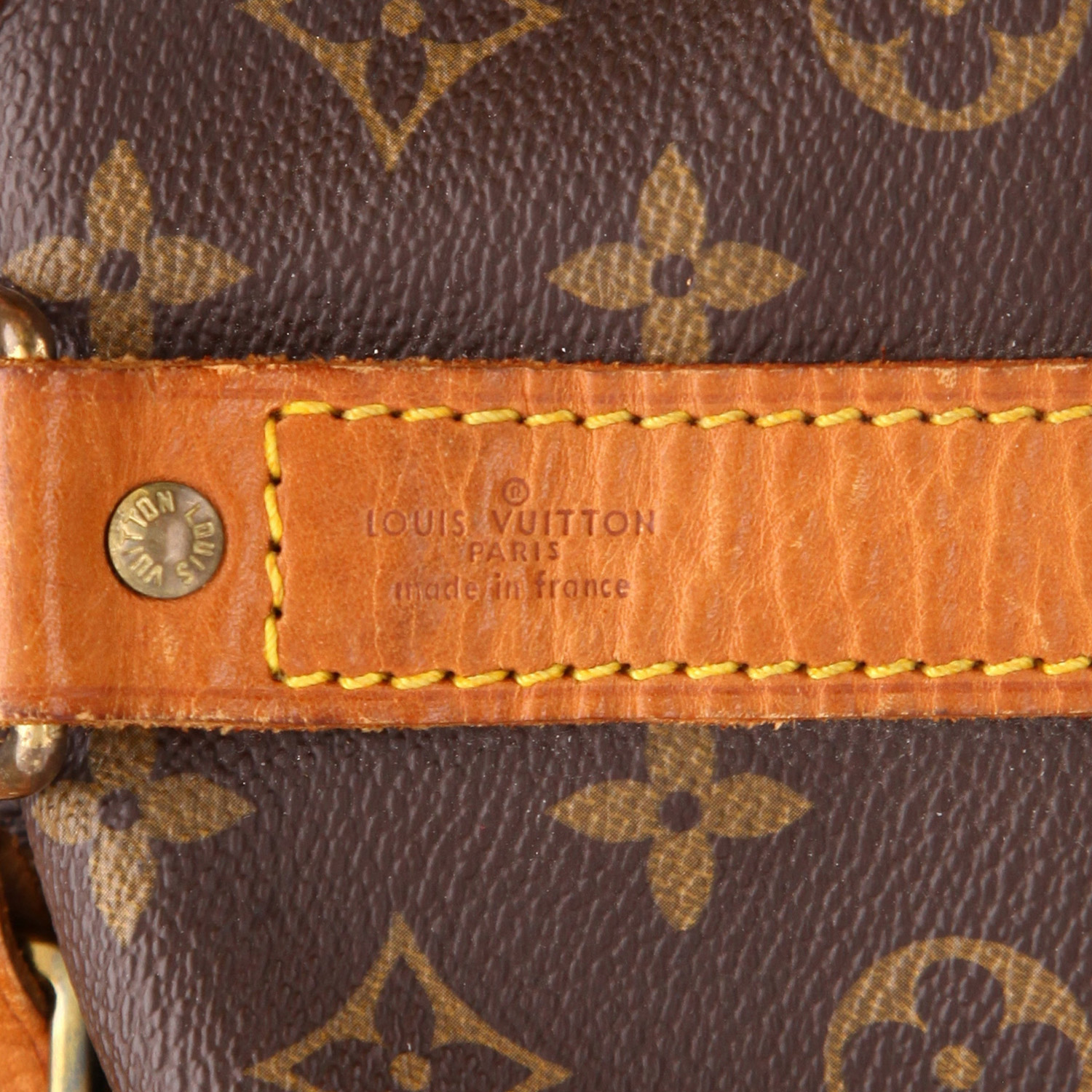 Borsa da viaggio Louis Vuitton  Keepall 60 in tela monogram marrone e pelle naturale - Detail D2