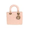 Sac bandoulière Dior  Lady Dior petit modèle  en cuir cannage rose - 360 thumbnail