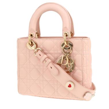 Borsa a tracolla Dior  Lady Dior modello piccolo  in pelle cannage rosa