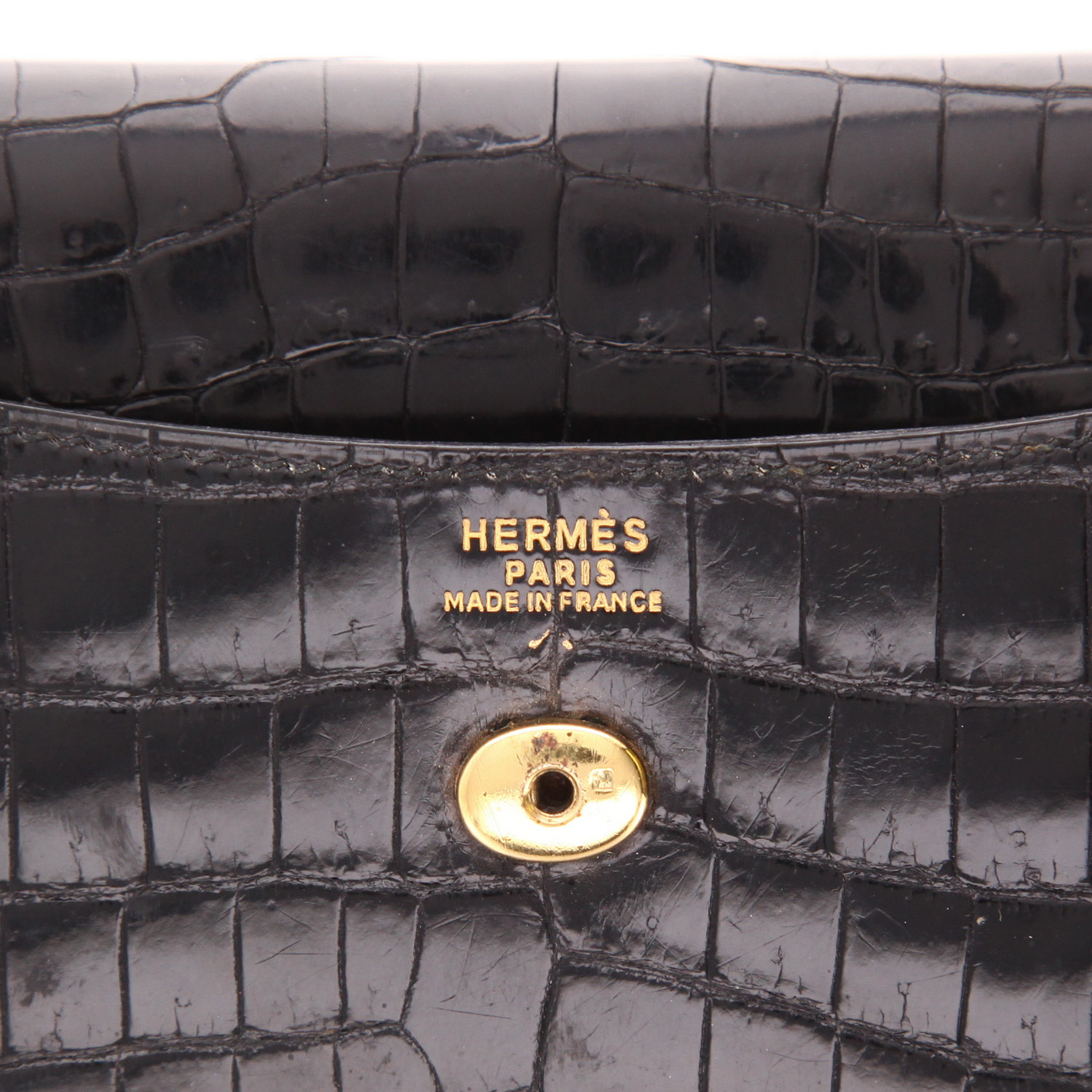 Pochette Hermès  Rio in coccodrillo marino nero - Detail D2