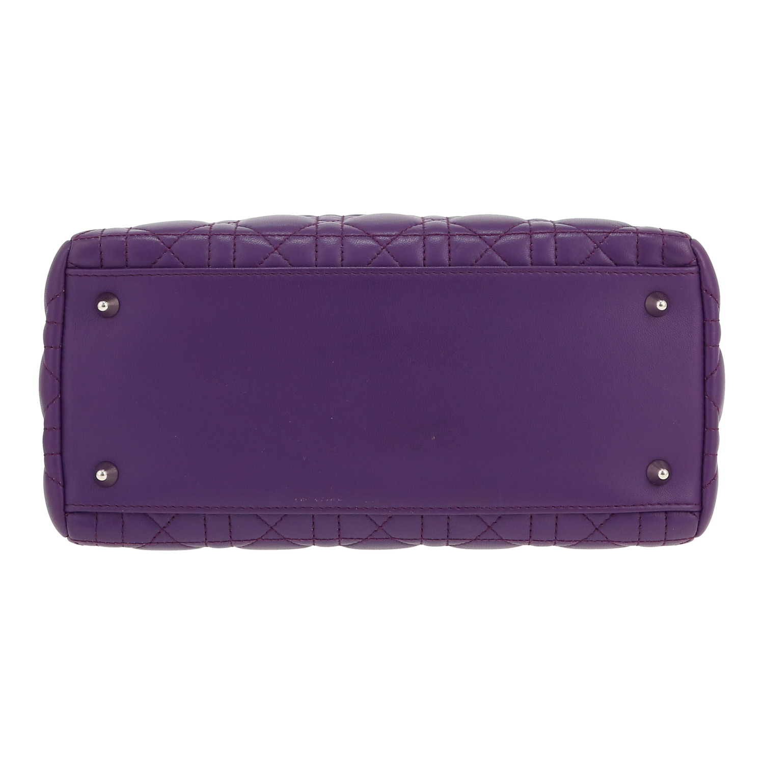 Dior  Lady Dior medium model  handbag  in purple leather cannage - Detail D1