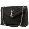 Sac bandoulière Saint Laurent  Loulou moyen modèle  en cuir matelassé chevrons noir - 00pp thumbnail