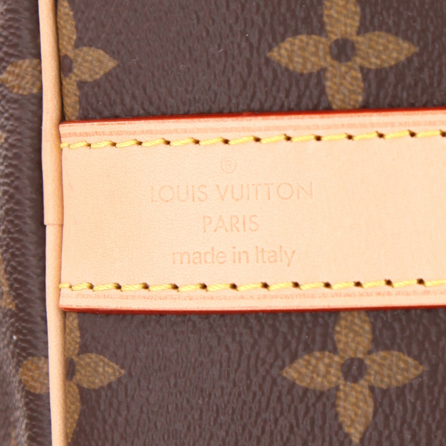 Sac de voyage Louis Vuitton  Keepall 50 en toile monogram marron et cuir naturel - Detail D2