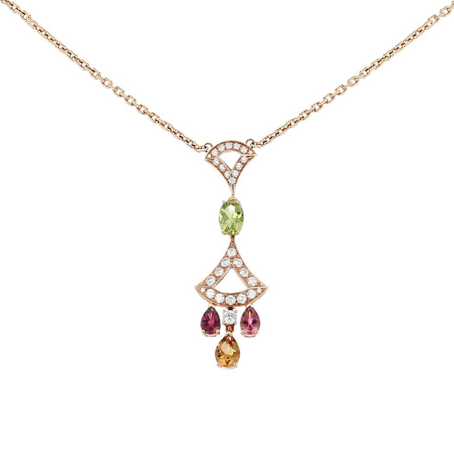 Bulgari Diva's Dream necklace in pink gold, precious stones and diamonds
