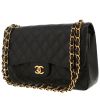 Chanel  Timeless Jumbo shoulder bag  in black quilted grained leather - 00pp thumbnail