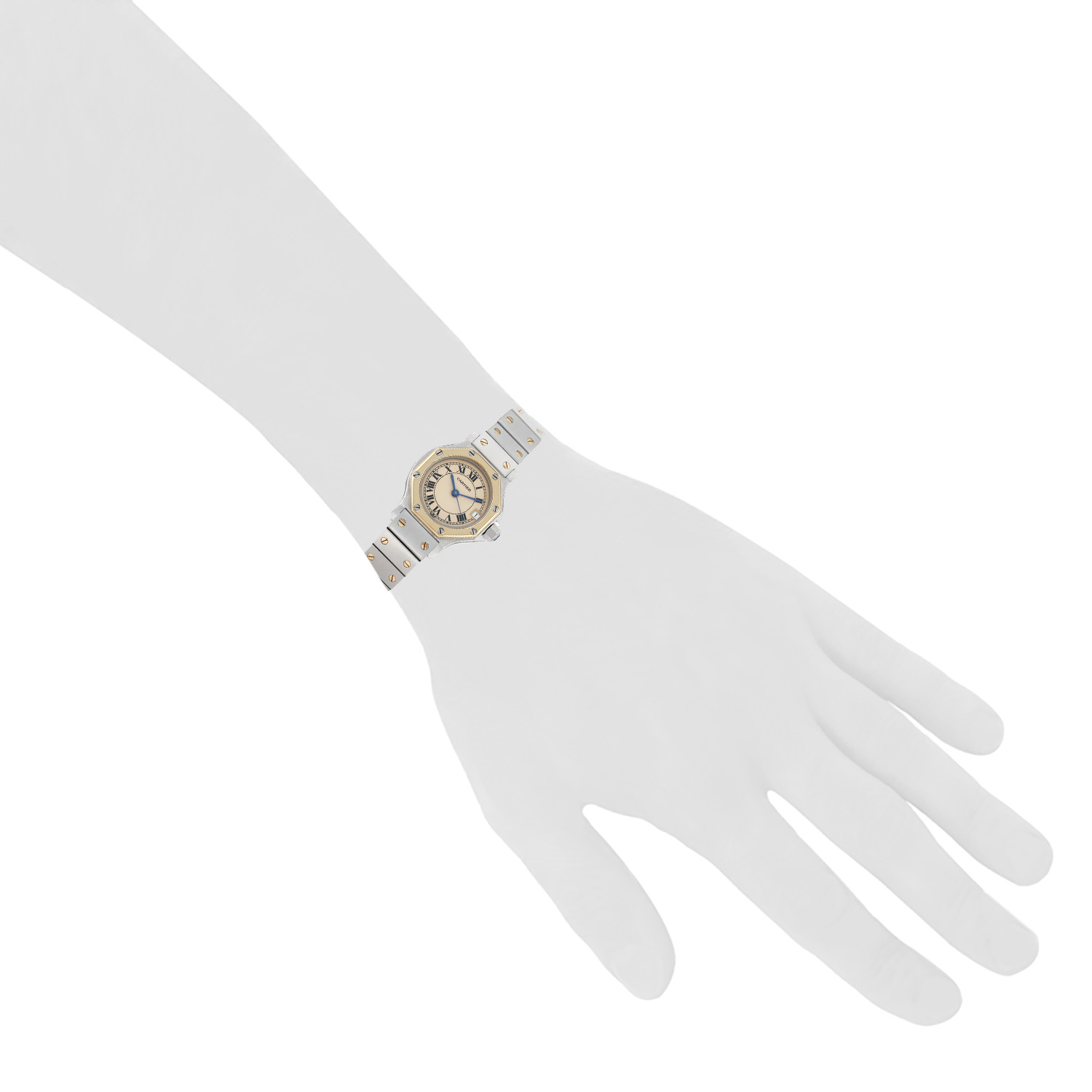 Reloj Cartier Santos Octogonale de oro y acero Ref: Cartier - 187903  Circa 1990 - Detail D1